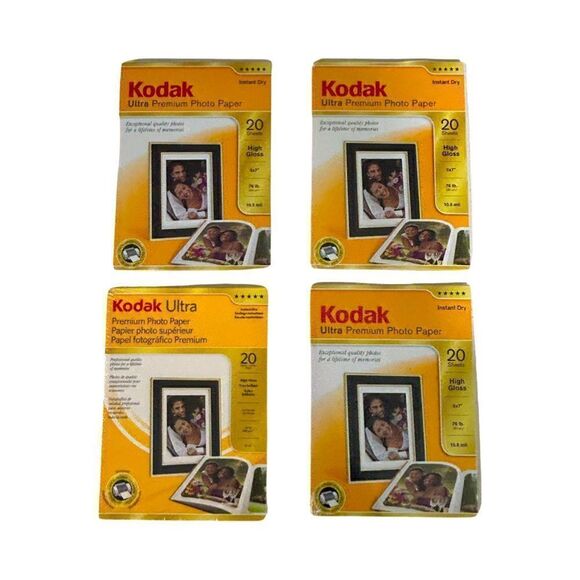 Kodak Ultra Premium Photo Paper High Gloss 20 Sheets 5x7 4 Packs - Picture 1 of 3